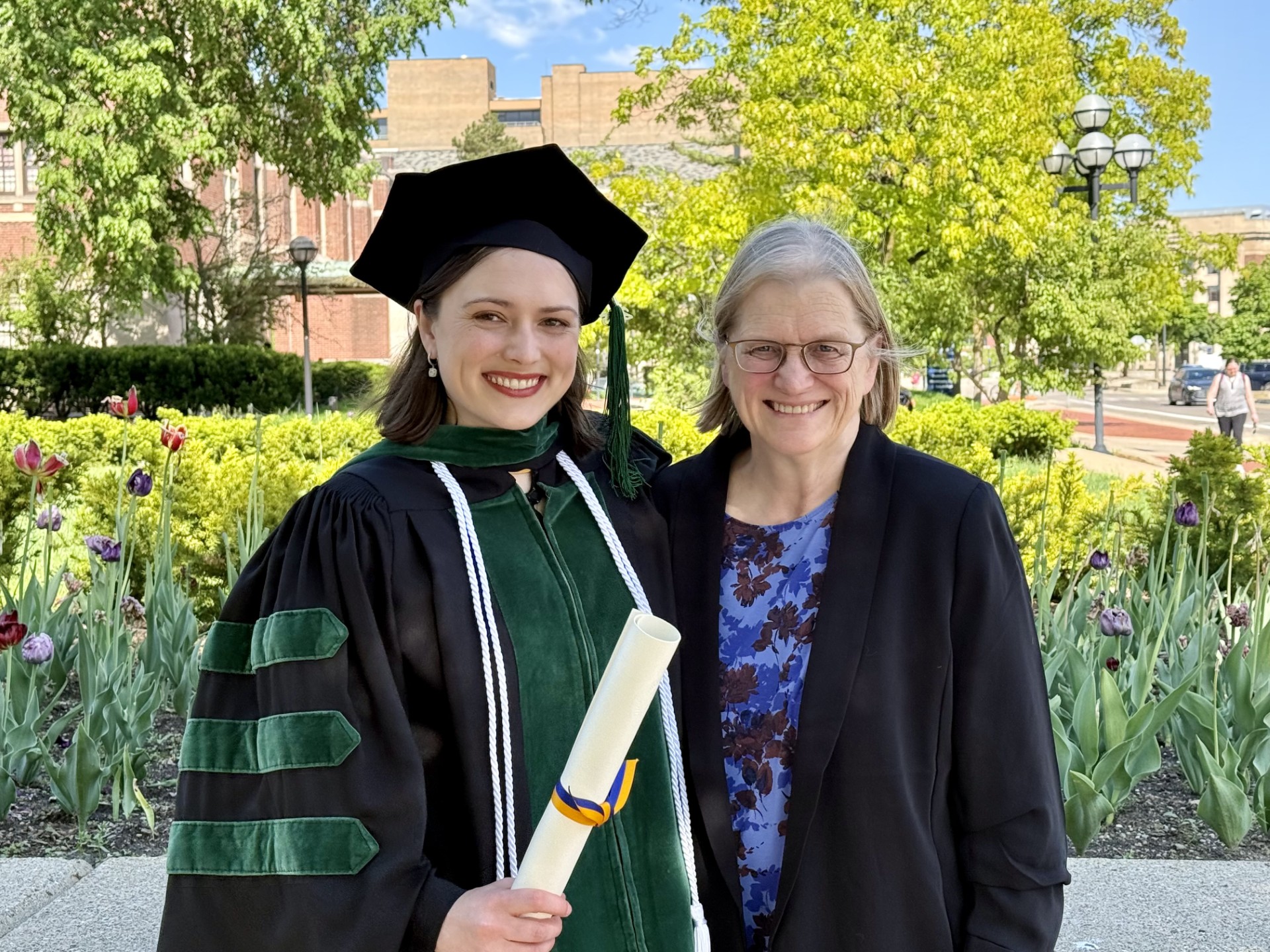 Sara Tweedy and her mom at graduation. Sara's family was a strong support for her throughout her educational journey.